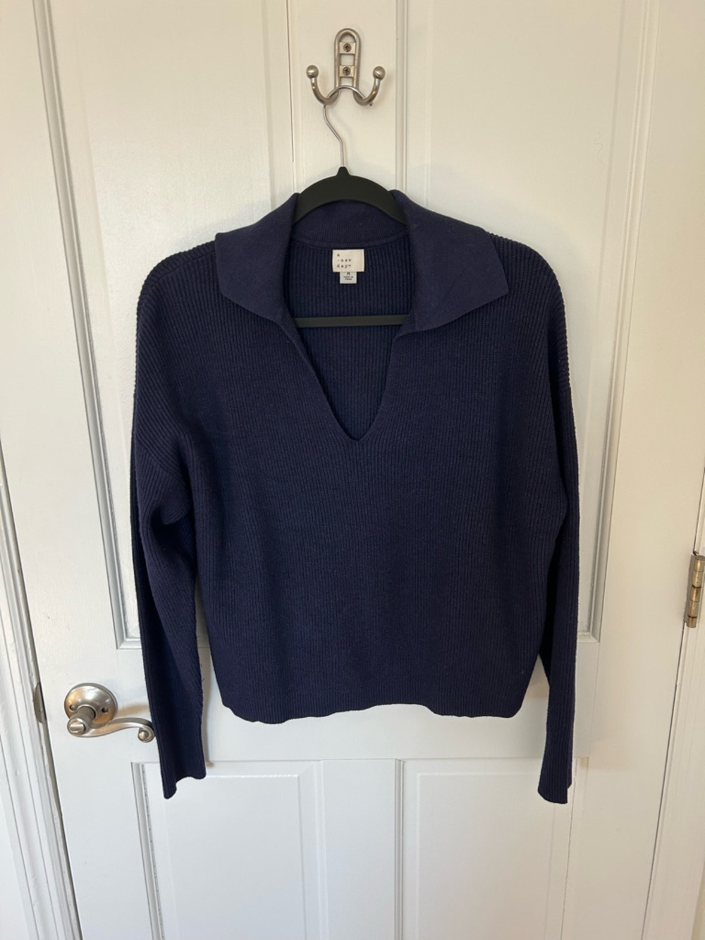a new day Navy V-Neck Collared Sweater